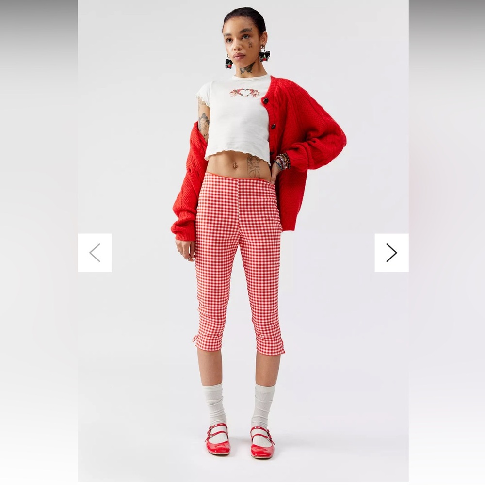 UO Ellie Capri Pant Red Gingham Women's Cropped Pants